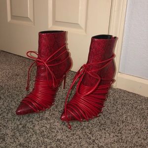 Faux Red Snake Skin Booties!